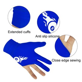 Lumrosh Billiards Gloves 2 Pieces of Special Professional Three-Finger Non-Slip Snooker Level Billiard Gloves (Black, Large)