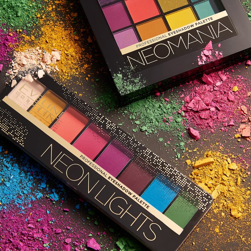 Eveline Cosmetics Professional Eyeshadow Palette with 8 Eyeshadows, Neon Lights