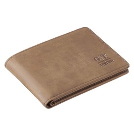 Gostwo Slim Wallet for Men Minimalist Leather ID Window Front Pocket Bifold Wallet, Khaki, one size, Minimalist