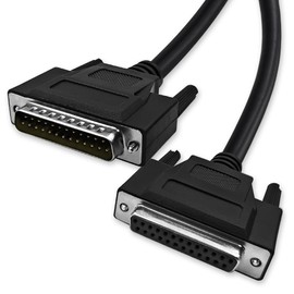 XANHAM DB25 25 Pin 6.6 Feet(2 Meter) Two Row Straight Through Serial Cable, Double Shielded(Metal Braiding&AL-foil), Female to Male, Black, SC920S08FM