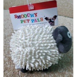 Smoochy 6" Sheep Lamb Dog Toy w/Squeaker & Crinkle, Ivory/Grey , P018397C New