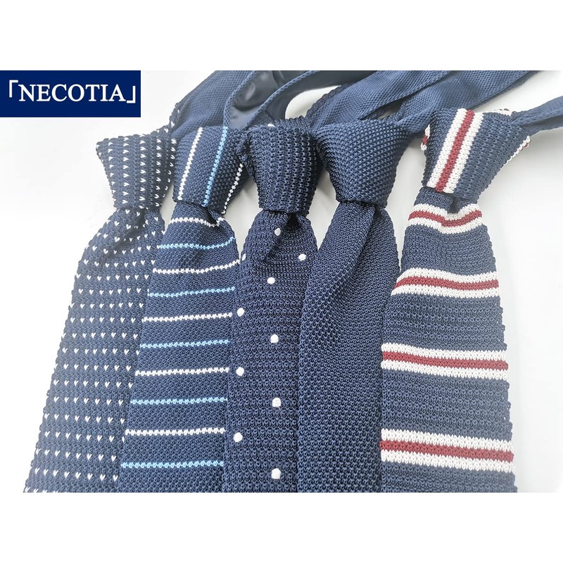 NECOTIA Brand/Necktie, Men's Knitting Tie, Cool Biz, Bordered, Formal, Casual,