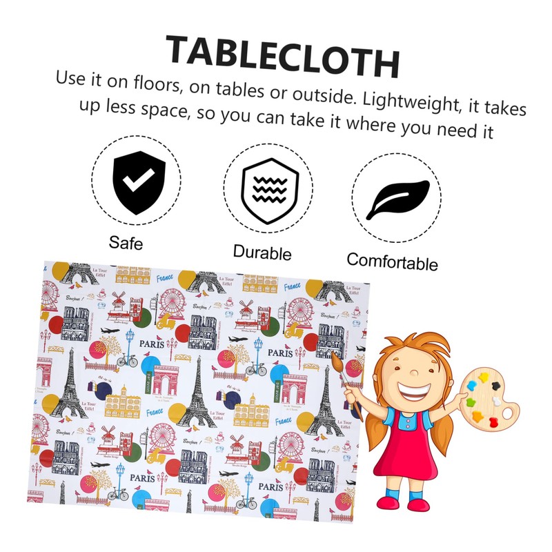SHOWERORO Waterproof Peva Fabric Tablecloths Painting for Kids France Pattern