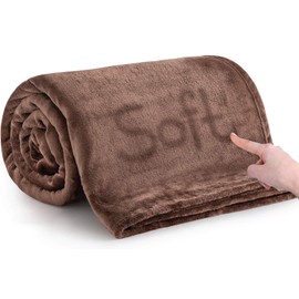 MOONLIGHT20015 Fleece Blanket Throws for Sofas - 400 GSM Brown Blankets Sofa Bed Throw Breathable, Cuddly, Fluffy & Warm (Coffee, Single (130 x 150 CM))