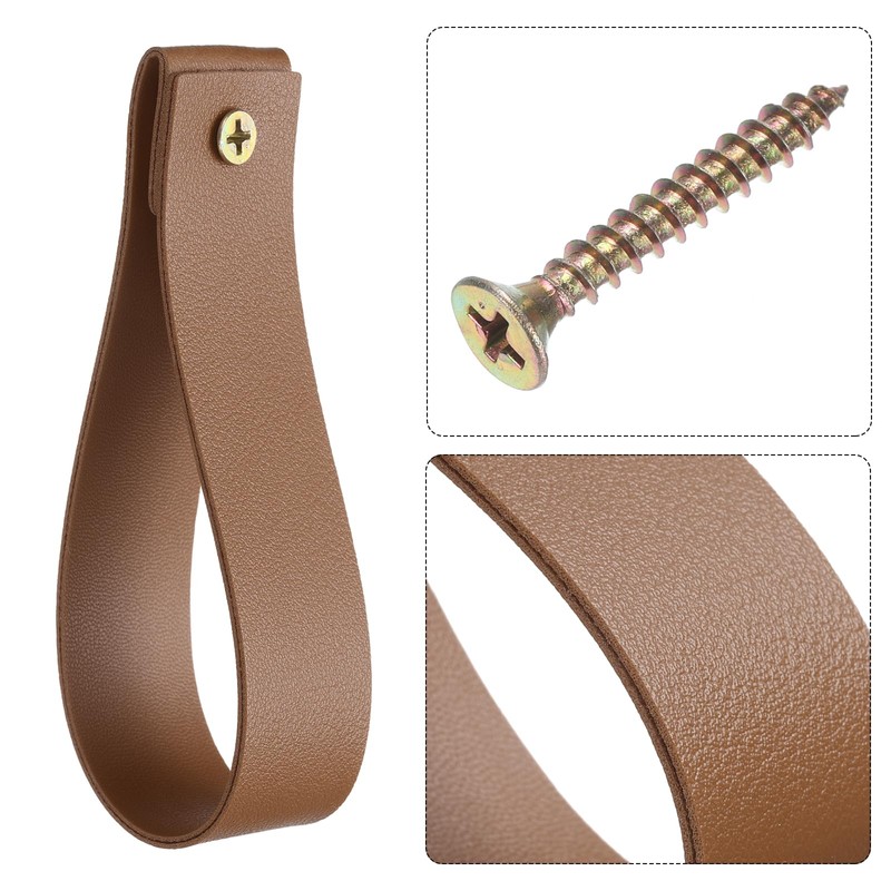 sourcing map 4pcs Leather Curtain Rod Holder 1 x 4.7