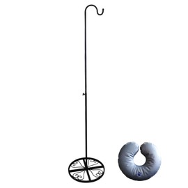 MHLLGN Adjustable Shepherd's Hook 49-63 Inches with Water Bag for Indoor and Outdoor, Black Iron Pole Stand for Wind Chimes, Bird Feeders, Garden Plants, Wedding Event, and Home Decor