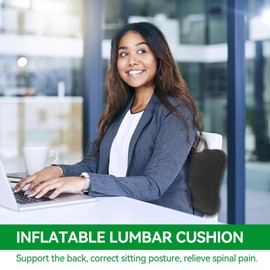 Agatige Inflatable Lumbar Support Pillow, Portable Breathable Lumbar Pillow Low Back Support with Pump - 29.5 x 17cm