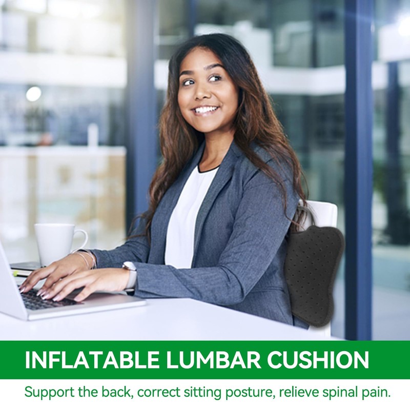 Agatige Inflatable Lumbar Support Pillow, Portable Breathable Lumbar Pillow Low