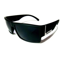 Locs Mens Flat Top Gangster Sunglasses Black Silver Frame 91026 (Matte Black)