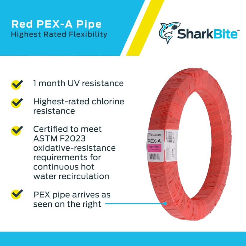 SharkBite 1/2 Inch x 100 Feet Red PEX-A, PEX Pipe