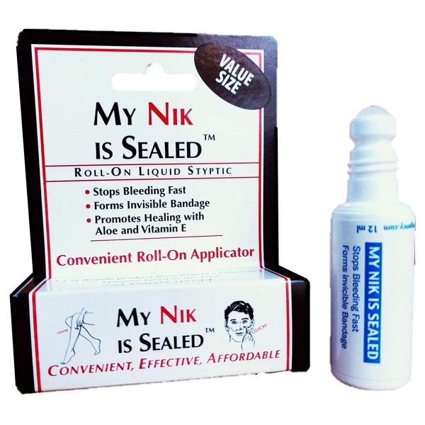My Nik is Sealed COSMETICALLY SEALED My Nik Is Sealed Roll-On Liquid Styptic | 12ml Value Size | First Aid in a Tube | Made in USA