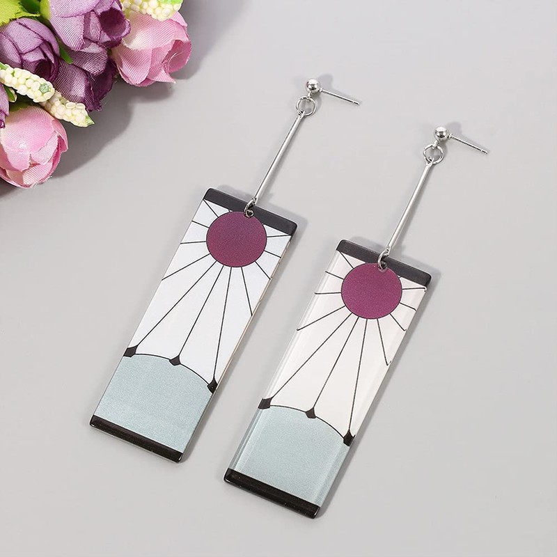 KitsKap Tanjiro Earrings Hanafuda Tanjiro Cosplay Earrings Anime Jewelry Accessories