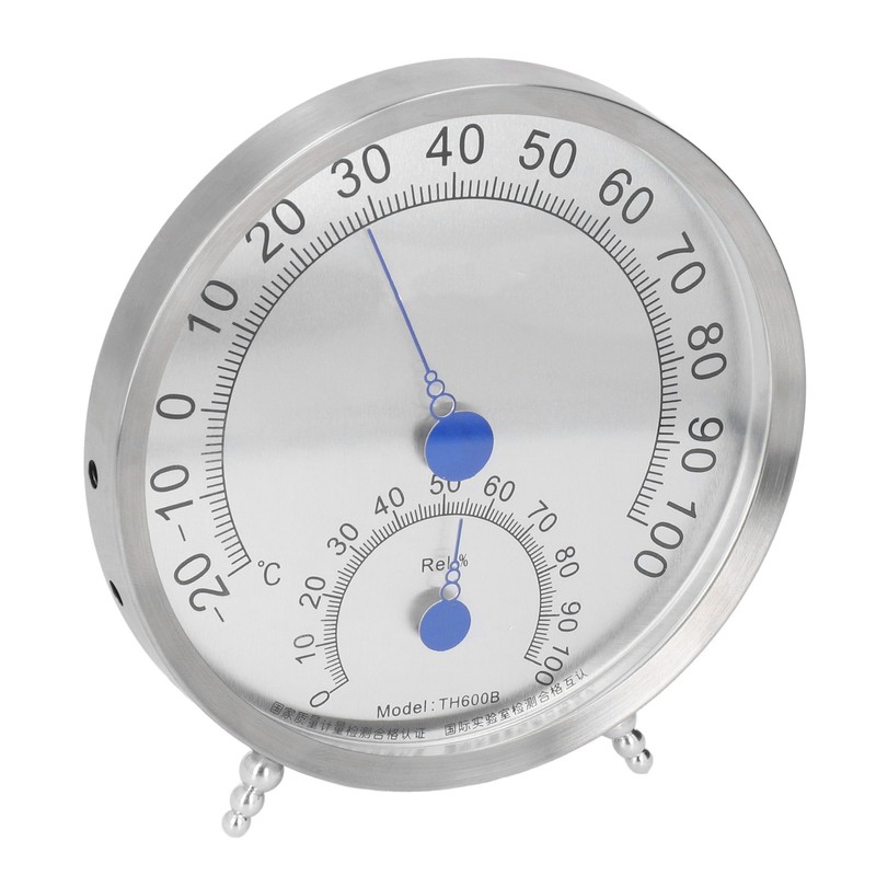 Round Thermometer Stainless Steel Waterproof Heat Resistant Thermometer Hygrometer for