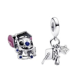PHCLASY Graduation Alien Dog+Star Charms Compatible for Bracelets Graduation Jewelry Women's Bead Charms