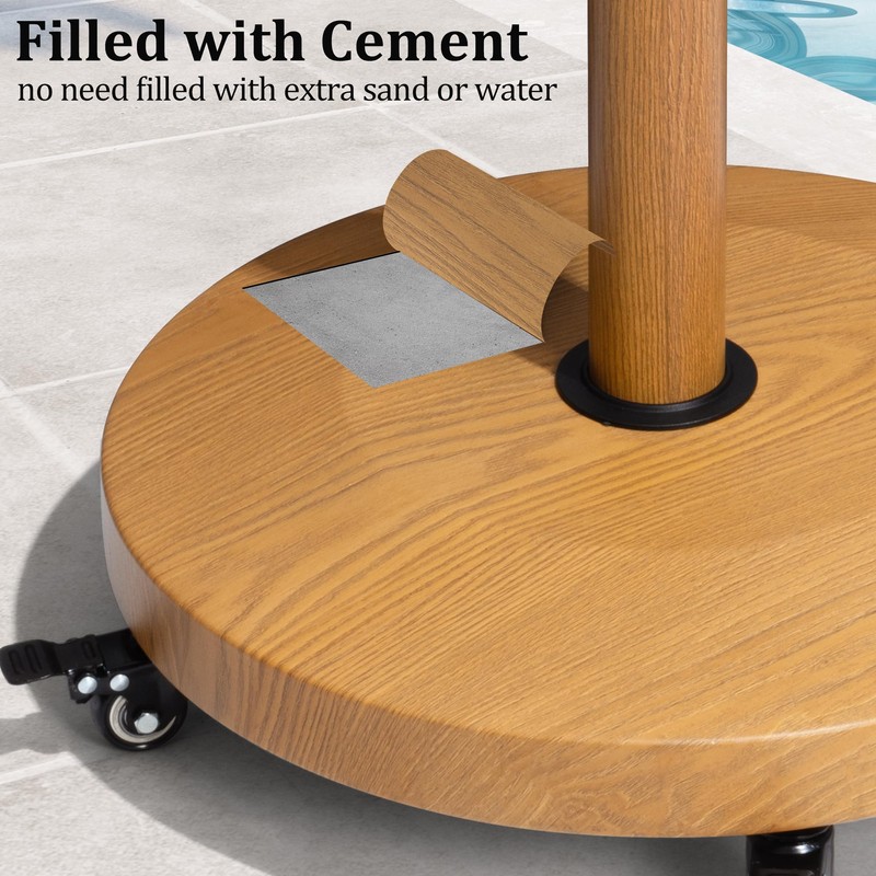 VredHom Patio Umbrella Base with 4 Wheels, 44lbs Round Heavy