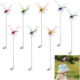 8Pcs Fake Dragonfly Clips Outdoor 3D Simulation Dragonfly Clip Natural Organic Concept Insert Pole Clip Gardening Decoration Insert Plaque Patio Garden Decoration