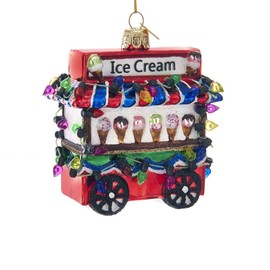 Kurt Adler 3.5" NOBLE GEMS GLASS ICE CREAM CART