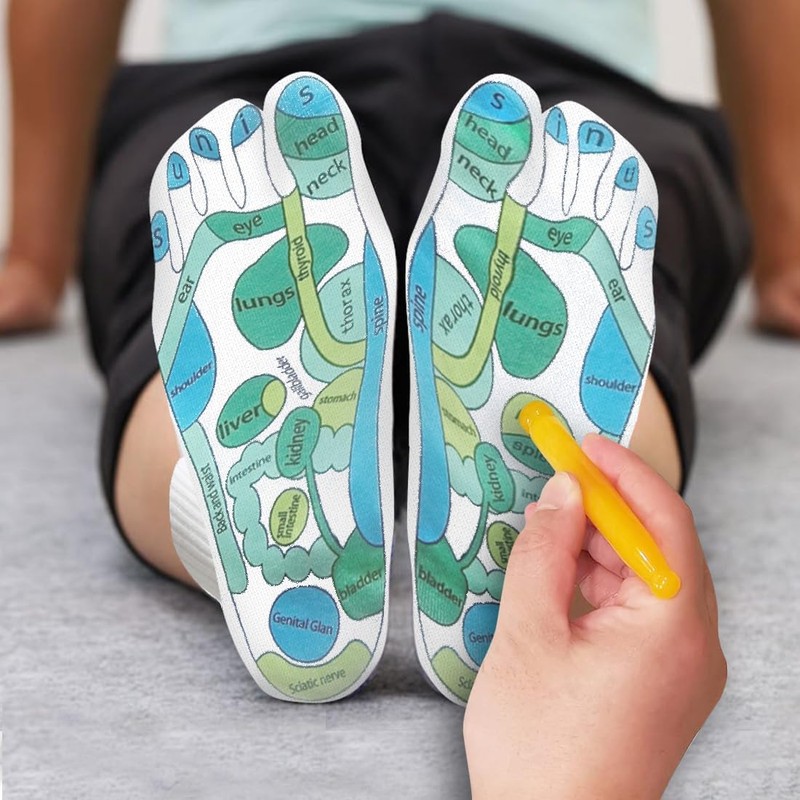 QIAWES Reflexology Socks with Massage Tool, Acupressure Socks, Reflexology Chart