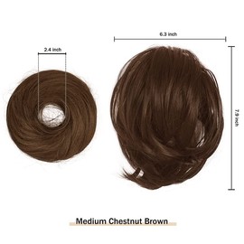 BARSDAR Hair Bun Ponytail Extension, Straight Synthetic Hairpiece Fully Short Ponytail Bun Extensions Hair Accessories Elastic Easy Scrunchie for Women