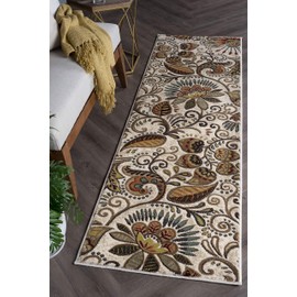 Giselle Ivory 2x8 Runner Area Rug for Hallway, Walkway, Entryway, or Foyer - Contemporary, Abstract