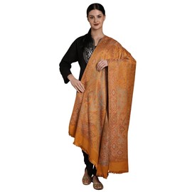Exotic India Reversible Jamawar Shawl with Woven Paisleys