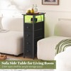 Yoobure Narrow Dresser for Bedroom, LED Slim Nightstand with Charging