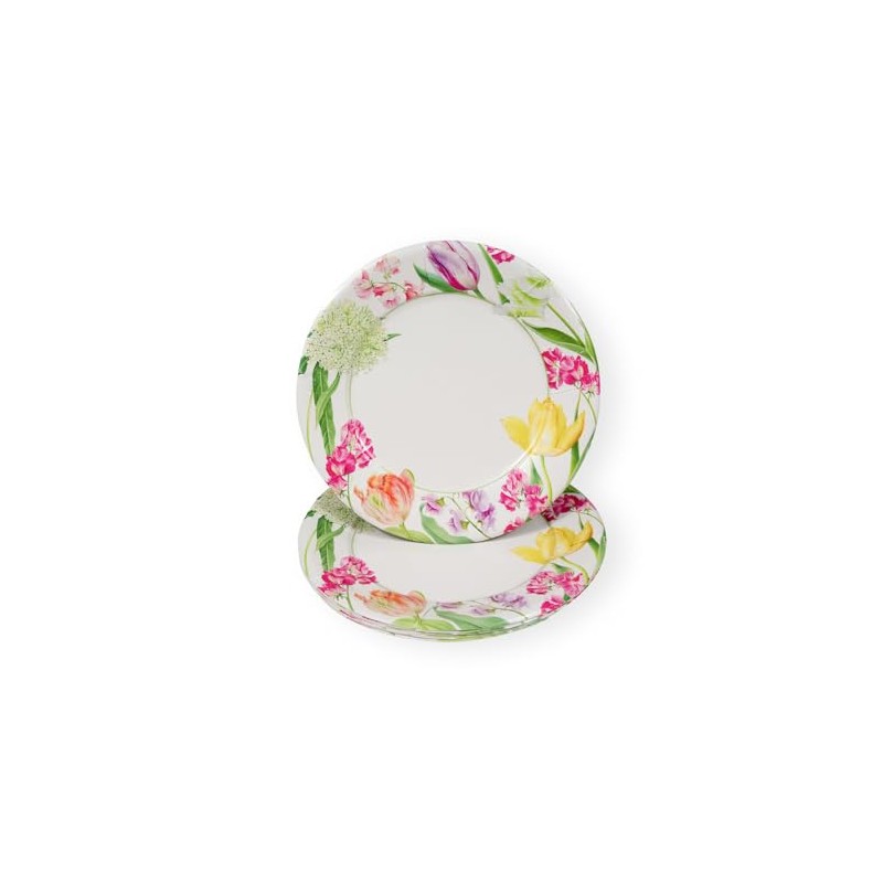 Caspari Spring Flower Show Dinner Plates - 8 Per Package