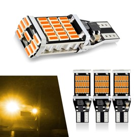 gunroil 4 Pack T15 Car LED Turn Signal Light, High Brightness Canbus Decoded Stepless Automotive Brake Light, Universal 4014 45SMD Canbus Vehicle Reversing Light Accessories (Yellow)