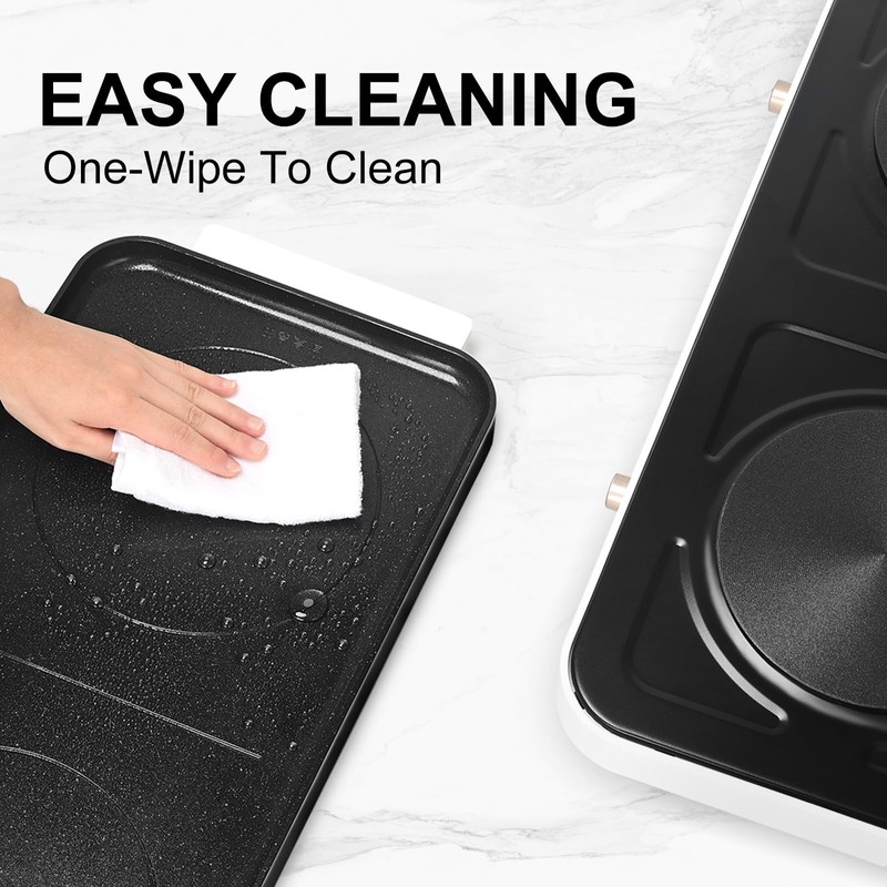 AEWHALE Countertop Double Burners with Removable Griddle Pan Non-stick,1800W Electric