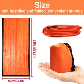 Portable Emergency Sleeping Bag,2 Pack of Waterproof Survival Camping Bag,Outdoor Thermal Bivy Sack,Emergency Supplies,Survival Gear with Compass and Whistle,Suitable for Hiking,Outdoor Adventure