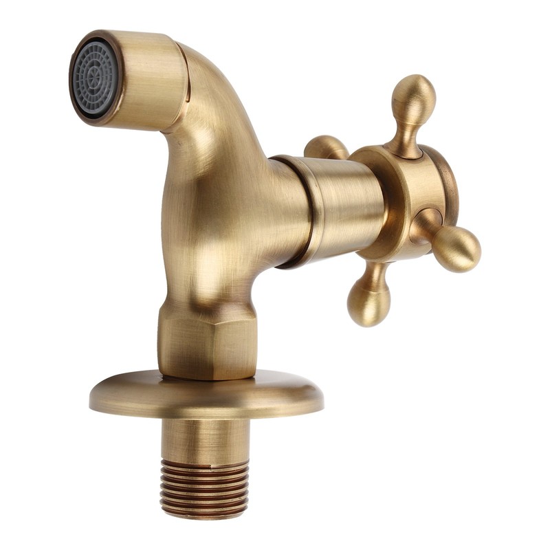 Wall Mounted Vintage Solid Brass Faucet Single Cold Water Tape
