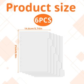 A5 Dividers,6 PCS Binder Dividers with 6 Holes,Clear Folder Divider,A5 Index Divide with Tabs Insertable Plastic Divider for Binder Notebook Journal Diary Memo Notepad
