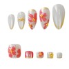 48 Pcs Pink Flower Press on Nails & Press on