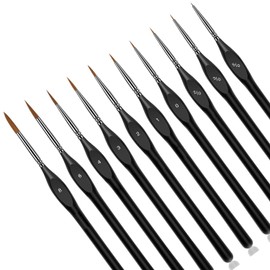 Art Paint Brush Set, Different Sizes for Artists, Adults & Kids, Detail Brushes with Triangular Handles,10 Miniature Brush for Fine Detailing & Art Painting,Acrylic&Nail, Watercolour, 10 Count Fine