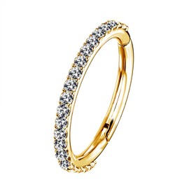 Oufer 16G Stainless Steel Cartilage Earrings, Five Petals, Clear Cubic Zirconia Flower, Tragus, Helix, Cartilage Stud Earrings, Stainless Steel, Gold 18 g - 10 mm