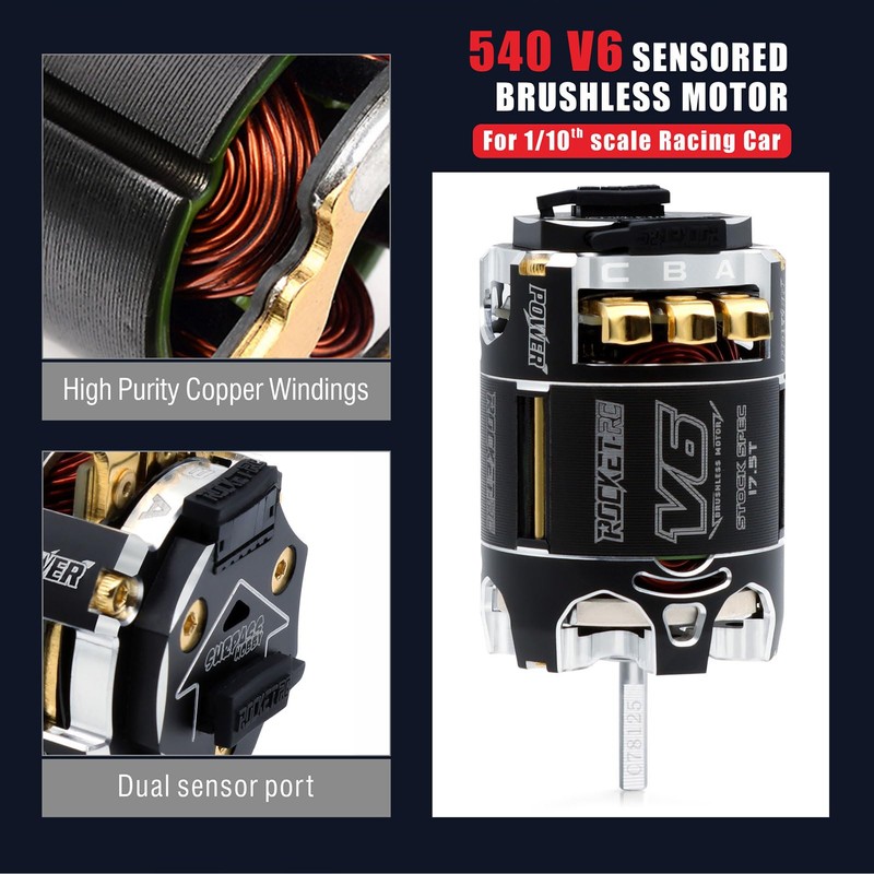 Surpass Hobby Rocket 540-V6-sensored Brushless 21.5Tkv Shaft 5.0 Motor Use