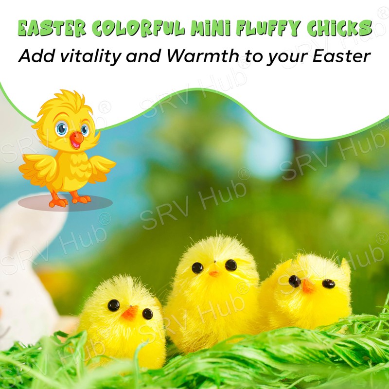 12PCs Easter Chicks, Mini Easter Chicks Yellow Easter Chenille Chicks