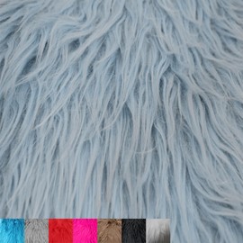 Texco Inc Luxury Shag Faux Fur-Christmas Fuzzy-Fabric by The Yard-Fluffy, Soft, Shaggy Mohair-for Sewing, Apparel, Decoration, Costumes, Plush Toys, Gnome Beard Miniature, Baby Blue 5 Yards