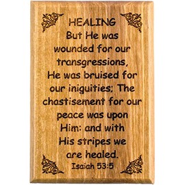 Bible Verse Fridge Magnets, Healing - Isaiah 53:5, 1.6" x 2.5" Olive Wood Religious Motivational Faith Magnets from Bethlehem, Home, Kitchen, & Office, Inspirational Scripture Décor