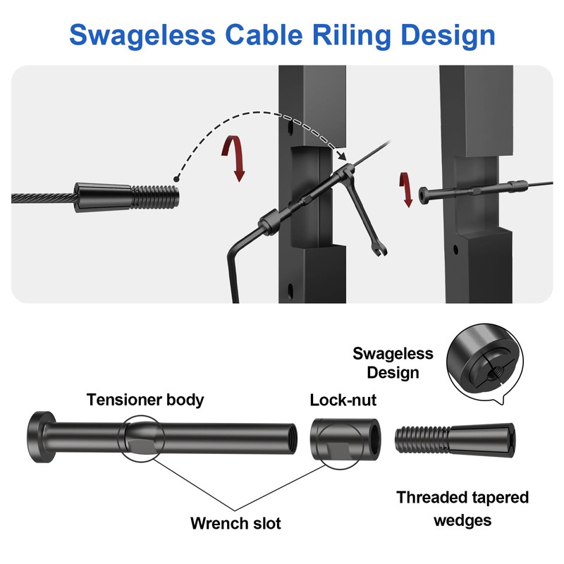 PLANTOP 10 Pack 1/8" Swageless Cable Railing Kit, T316 Stainless