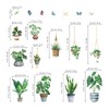 decalmile Hanging Potted Plant Window Clings Tropical Botanical Cactus Window