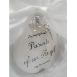 Parents of an Angel Child Loss Memorial Christmas Ornament with Feather Charm In Memory of Baby