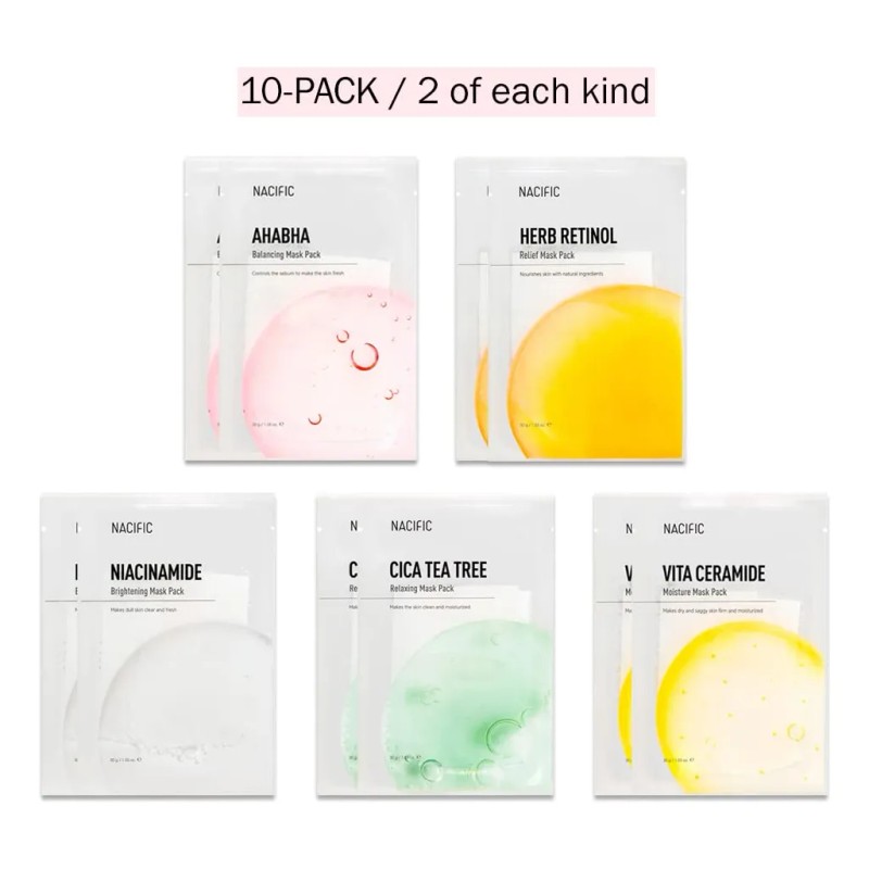 Nacific - Mascarilla Facial De 10 Hojas Para El Cuidado