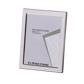 8 x 10-inch Silver Flat Edge Single Photo Frame with 2 Hooks Stands Both Ways - (8 x 10-inch)