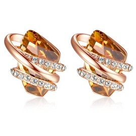 Leafael Wishstone Crystal Stud Earrings for Women, Birthstone Crystal Earrings with Healing Stones, Silver-tone or Rose Gold Earrings, Allergy-Free Jewelry for Women with Gift Box