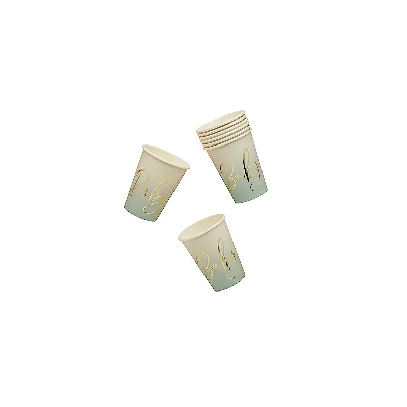 8 Sage Green Baby Cups, Baby Shower Party, Baby Shower,
