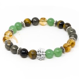 Money Wealth Success Bracelet - Pyrite Green Aventurine Tiger Eye Citrine Bracelet Set for Men Women Gifts