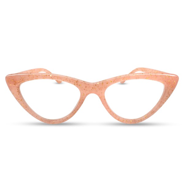 Pink Sparkly Cat Eye Reading Glasses for Women with Sturdy