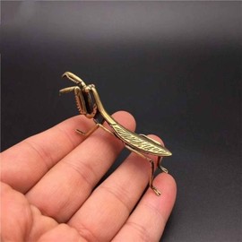 SnowOwl Brass Mantis Figurine 1pcs, Small Statue House Sculptures, Animal Ornament Figurine Tea Pet Home Decor Table Office Decorative Collectible or Elders (Mantis-24)
