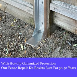 Fence Post Repair Kit Heavy Duty 4x4 & 6x6 Post Preservative,One-Piece Fence Post Support Brackets, Anchor Repair Kit for Broken, Leaning, or Damaged Fenceing - Post Fix Stabilizer for Wood Fencing